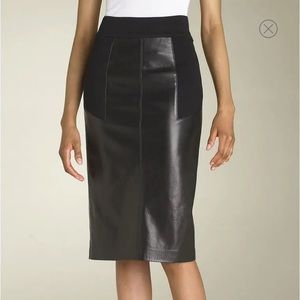 Diane von Furstenberg Adame black leather skirt